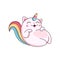 Cartoon cute caticorn character relax or sleep