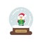 Cartoon cute christmas snowglobe with santa claus with gift