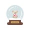 Cartoon cute christmas with winter dog snowglobe on a white background