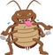 cartoon cute cockroach holding cutlery