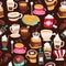 Cartoon Cute Coffee Cafe Seamless Pattern Background