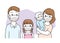 Cartoon cute Coronavirus, COVID-19, Family and mask vector.