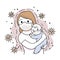 Cartoon cute Coronavirus, COVID-19, Mother and baby vector.