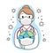 Cartoon cute Coronavirus, COVID-19, Mother and baby vector.