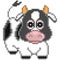 Cartoon cute cow. Pixel art style. The design is suitable for decoration of cards