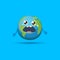 Cartoon cute crying baby earth planet character isolated on blue background. Eath dayor save eath concept design party