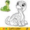 Cartoon cute dinosaur brontosaurus coloring book page vector