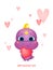 Cartoon cute dinosaur with hearts. Little kissing dino kid character. Creative layout for for womens day, valentines, wedding or