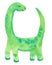 Cartoon cute dinosaur on a white background. watercolor hand drawing illustration of green diplodocus for magazines