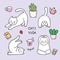 Cartoon cute doodle cats yoga relaxation .