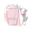 Cartoon cute draw cat thirsty and big glass vector.