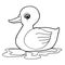 Cartoon cute duck coloring page vector