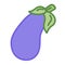 Cartoon Cute Eggplant Emoji Icon Isolated