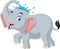 Cartoon cute elephant spraying water