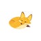 Cartoon cute fox sleeping sweet character vector illustration isolated.