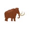 Cartoon cute funny baby mammoth with brown hair