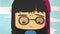 Cartoon cute girl portrait crying and whiping her tears by her hand. Asian stressed anime girl with glasses feeling sad