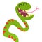Cartoon Cute Green Smiling Snake Vector Animal Illustration
