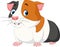 Cartoon cute guinea pig on white background