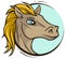 Cartoon cute handsome horse head vector icon