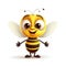 Cartoon Cute Happy Honey Bee on White Background with Margins. Generative ai