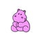 Cartoon cute hippo. Vector illustration of funny happy Hippopotamus.