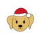 Cartoon cute Labrador in Santa hat. Vector illustration for children.