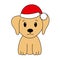 Cartoon cute Labrador in Santa hat. Vector illustration for children.