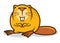 Cartoon cute little beaver character with big teeth smiling