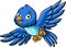 Cartoon cute little bluebird flying