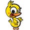 Cartoon cute little smiling baby duck character with black outlines