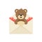 Cartoon cute lovely bear in an envelope