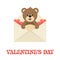 Cartoon cute lovely bear in an envelope with text