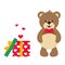 Cartoon cute lovely gift and heart with bear