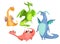 cartoon cute magic colorful dragons set