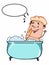 Cartoon cute man having shower bathroom illustration white background	cartoon illustration