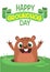 Cartoon cute marmot looking out of a hole. Vector illustration