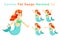 Cartoon cute mermaid girls set flat design icons vector illustration