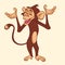 Cartoon cute monkey character. Vector illustration of funny chimpanzee.