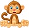 Cartoon cute monkey sitting