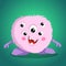 Cartoon cute monster. Baby looking furry pink multi-eyed creature. Best for halloween party designs.