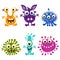 Cartoon Cute Monster Set.Colorful monsters with different emotions