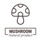 Cartoon cute mushroom outline vector label