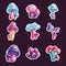 Cartoon cute mushrooms, vector elements for game design