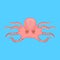 Cartoon Cute Octopus Character on a Blue. Vector