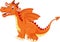 Cartoon cute orange dragon isolated on white background