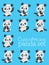 Cartoon cute panda different emotions
