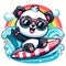Cartoon cute panda wearing glasses with happy expression and carrying surfboard isolated white background 11