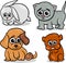 Cartoon cute pets animals set