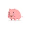 Cartoon cute pig. Confused or surpised little piglet with funny face. Domestic animal character. Vector illustration